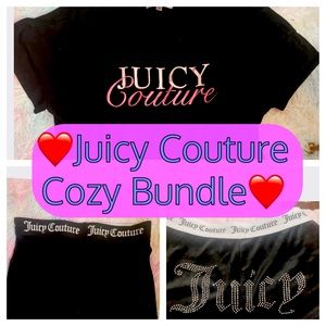 Juicy Couture Loungewear Bundle - Knit Tee, Boy Shorts, Velour Shorts
